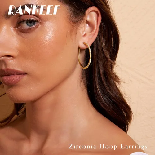 Vista 2 de Gold/Silver Plated Hoops Earrings For Women Hypoallergenic Oro 30 mm.