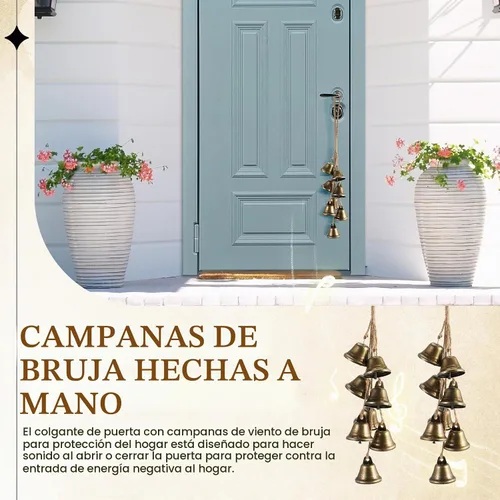 Vista 4 de Paquete de 2 Campanas de Bruja de Protección para Perilla de Puerta Campanas Exteriores Colgantes Campanillas de Viento Cosas de Bruja Limpiar
