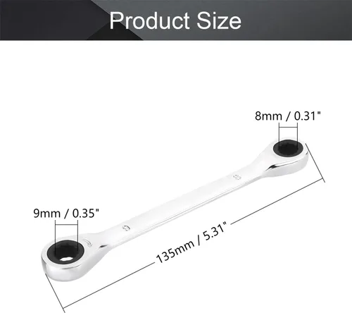 Vista 2 de Utoolmart Llave de trinquete, 0.315 in x 0.354 in extremo de caja doble métrica 1 unidad