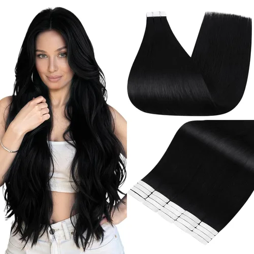 Vista 40 de Full Shine - Extensiones de cabello humano con cinta adhesiva, 10 pulgadas, sin costuras, color 1 negro azabache de 1.06 oz, cinta invisible