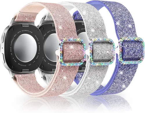 Vista 12 de LETOID Correas para Samsung Galaxy Watch para Mujeres, Correa de Nylon Elástica con Brillos Diseñada para Samsung Galaxy Watch 8/7/6/5/4/FE, Active