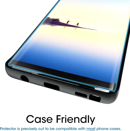Vista 4 de amFilm Protector de pantalla de vidrio para Samsung Galaxy Note 8, cobertura de pantalla completa, vidrio templado curvado 3D, matriz de puntos