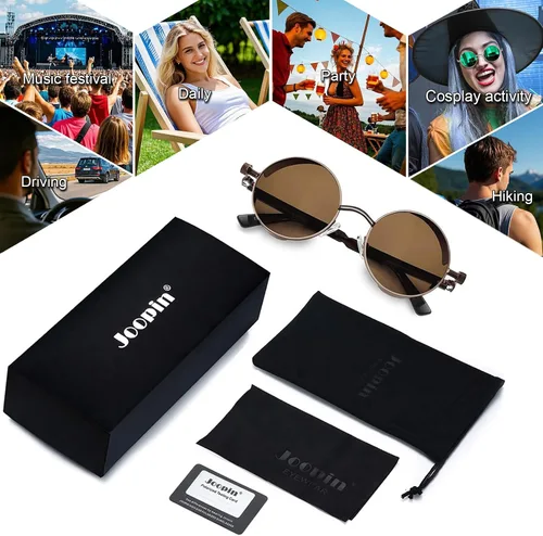 Vista 6 de Gafas de sol Joopin polarizadas, estilo Lennon, redondas, gafas de sol estilo hippy redondas para mujer y hombre
