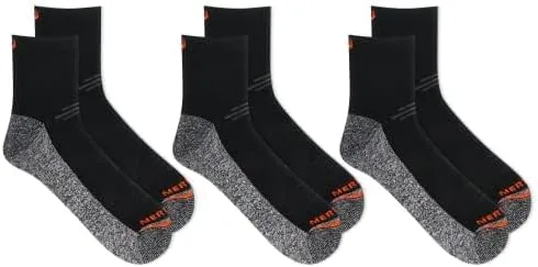 Vista 3 de Merrell Calcetines de trabajo ligeros unisex para adultos para hombres y mujeres, 3 pares, recompensan con refuerzo duradero