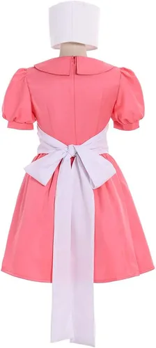 Vista 3 de Disfraz de enfermera Joy para cosplay, vestido rosa con sombrero
