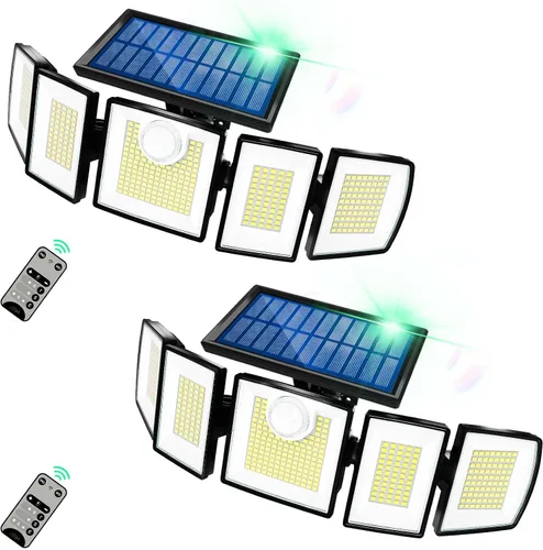 Vista 13 de MDCMDCM Luces solares de movimiento para exteriores, con cable de 16.4 pies, luces LED de seguridad de 3000 lm para exteriores del atardecer al