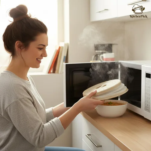 Vista 3 de s Cubierta para salpicaduras de microondas, cubierta de microondas para alimentos, tapa protectora de salpicaduras de microondas con asa, cubierta
