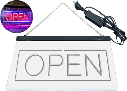 Vista 7 de ADVPRO Open Shop Display Letrero de neón LED de doble color azul y rojo, 12 x 8.5 pulgadas st6s32-i2019-br