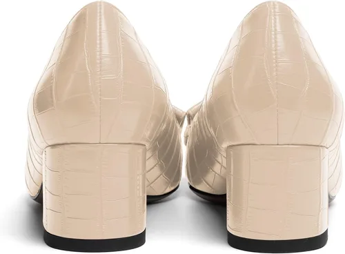 Vista 6 de YODEKS Zapatos de tacón grueso para mujer, tacón de bloque bajo, punta puntiaguda, zapatos de tacón para el trabajo, casual, vida diaria, fiesta