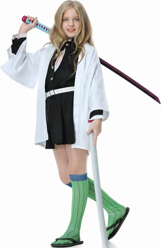 Vista 3 de Antsoldier Mitsuri Muichirou - Disfraz de cosplay para niños con peluca, disfraz de anime cosplay, kimono, uniforme de Navidad para niños y adultos