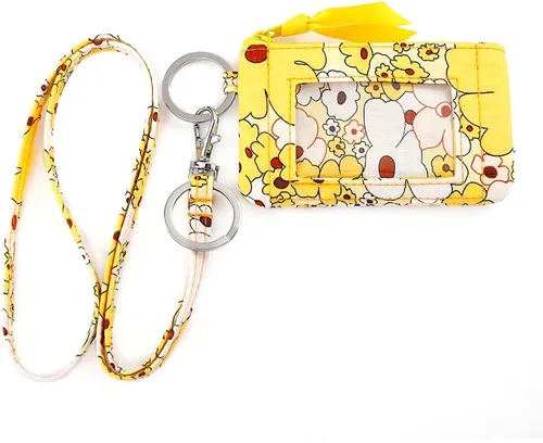 Vista 13 de Combo de funda de identificación con cremallera de algodón para mujer y cordón (varios equipos disponibles), llavero, cartera con cordón de moda (4#)