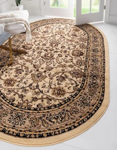 Vista 112 de Unique Loom Sialk Hill Collection - Alfombra de área Washington (6' 1" x 9' Rectángulo Burdeos/Crema)