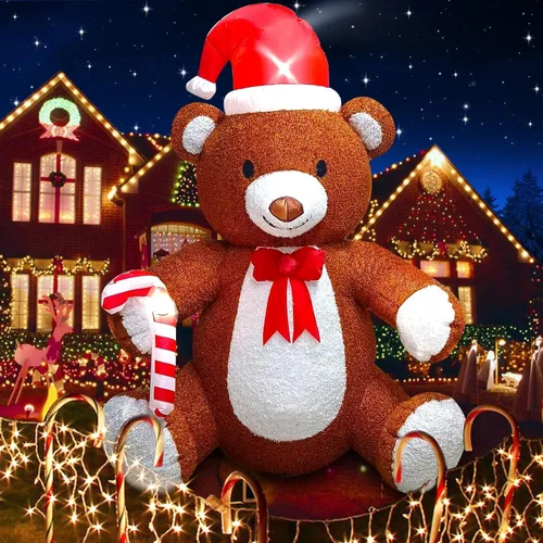 Vista 9 de Kalolary Árbol de Navidad inflable de 20 pies con luz LED, inflable gigante para exteriores, decoración al aire libre para fiestas, patio, césped