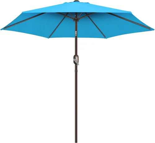 Vista 7 de Sombrilla de patio de 7.5 pies/9 pies, sombrilla de piscina con protección UV con poste resistente, sombrilla para exteriores con botón