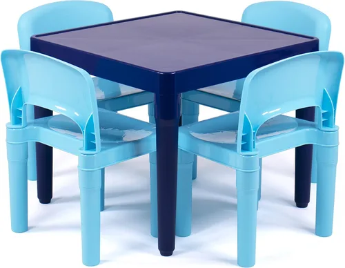 Vista 10 de Humble Crew Tot Tutors - Juego de mesa y 4 sillas de plástico, color azul aguamarina