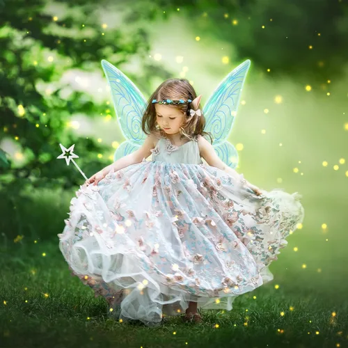 Vista 2 de 7PCS Fairy Wings Dress Up,Sparkling Sheer Wings Butterfly Fairy Halloween Costume Angel Wings for Kids Girls Women