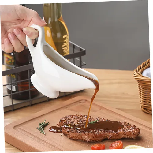 Vista 8 de Taza de cerámica para salsa de leche con mango ergonómico para aderezos de ensalada, mantequilla caliente de miel