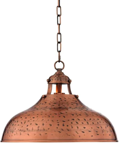 Vista 8 de Franklin Iron Works Essex - Lámpara colgante colgante de bronce teñido de 16 pulgadas de ancho, pantalla de cúpula rústica industrial para comedor