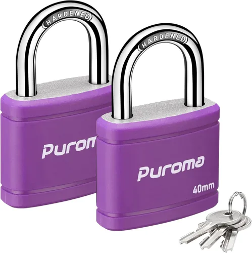Vista 10 de Puroma Candado con llave con 2 llaves iguales, cerradura de casillero de 7/8 pulgadas, cerraduras de alta resistencia para puerta, cerrojo, caja