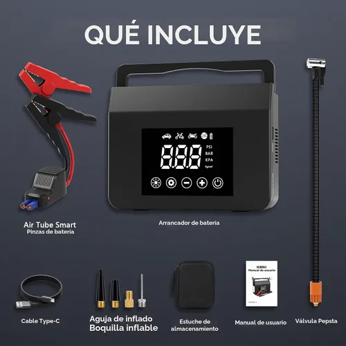 Vista 8 de Portable Car Battery Jump Starter 4000A,4-in-1 150PSI Air Compressor 12V Car Battery Jump Starter Emergency Battery Booster for All Gas/8.0L Diesel