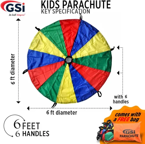 Vista 2 de GSi Paracaídas de juego para niños, paracaídas arcoíris, juego de tienda de campaña para niños, para gimnasia, juego cooperativo y actividades