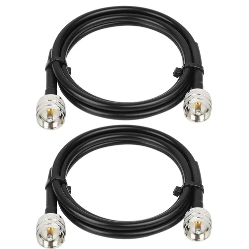 Vista 9 de MOOKEERF RG8x Cable de puente 1 pie, paquete de 2 PL259 Cable coaxial CB de puente 50 Ohm, extensión de antena CB de baja pérdida UHF PL259 macho a