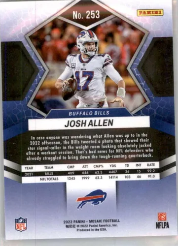 Vista 2 de Panini Mosaic #253 Josh Allen National Pride Buffalo Bills NFL 2022 - Trading Card