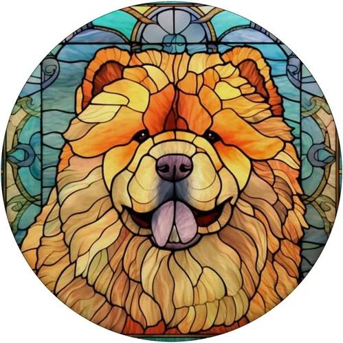 Vista 3 de Chow Chow Dog - PopSockets PopGrip estándar con vitrales para perros