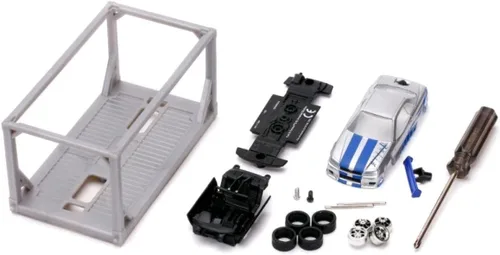 Vista 2 de Jada Toys Fast & Furious 1:55 Brian's 2002 Nissan GT-R R34 Build N' Collect Kit de modelo fundido a presión, juguetes para niños y adultos