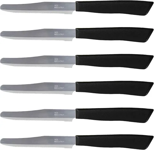 Vista 12 de Tredoni Juego de 6 cuchillos de cocina - Hoja dentada de 4.3", punta Celeste