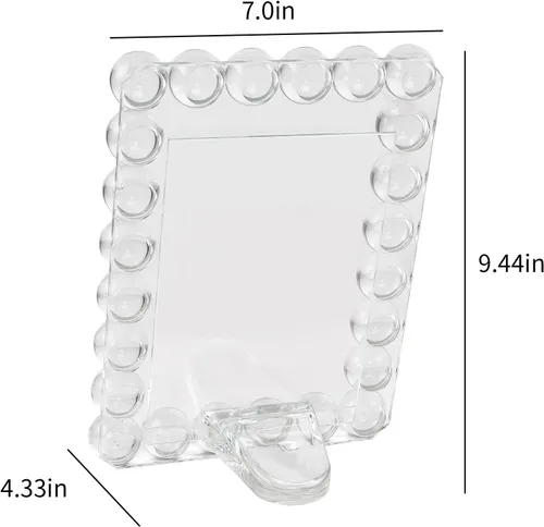 Vista 3 de Marco de fotos de cristal transparente de 5 x 7 pulgadas, marco de fotos con 24 bolas de alta calidad, perfecto para oficina, hogar y decoración