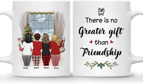 Vista 20 de Gossby Taza de café de Navidad personalizada para amigas, regalos de amistad personalizados para mujeres con diseño, nombre, regalos de mujer