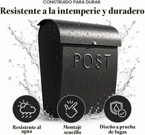 Vista 4 de NACH. Buzón de correo con soporte para periódico., MB-44765 Negro