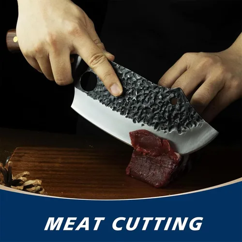 Vista 9 de Cortador de carne para cortar carne, picador profesional de huesos con funda, cuchillo de chef vikingo con mango de espiga completa, cuchillo