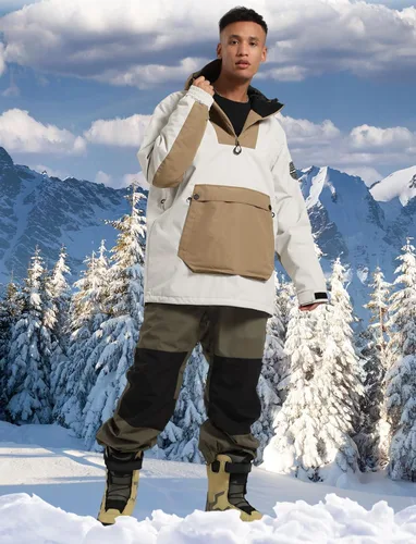 Vista 3 de Chaquetas de esquí para hombre, abrigos de snowboard para mujer, chaqueta impermeable para deportes de invierno, resistente al viento, cálida