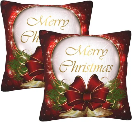 Vista 53 de Fundas de Almohada Flor de Pascua Dorada Copo de Nieve Navidad Xmas Juego de 2 Fundas de Almohadas Cuadradas Funda de Cojín Fundas de Almohadas