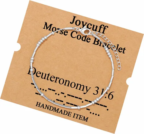 Vista 243 de JoycuFF Pulseras inspiradoras de código morse para mujeres, cuentas de plata, joyería con mantra de motivación, regalos para ella