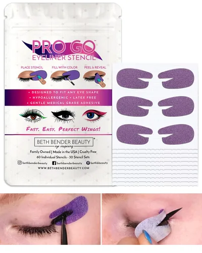 Vista 6 de Beth Bender Beauty Pro Go - Plantilla delineador de ojos para gatos, fabricado en Estados Unidos, libre de crueldad animal y vegano