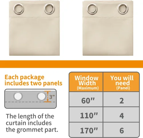 Vista 7 de YoungsTex - Cortinas 100% opacas para dormitorio, con aislamiento térmico y ojales, cortinas oscuras negras con capa pesada para ventana de sala