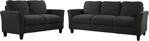 Vista 8 de Daesar Juego de sofá de 3 piezas, moderno sofá silla, sofá biplaza muebles para sala de estar, mezcla de poliéster negro