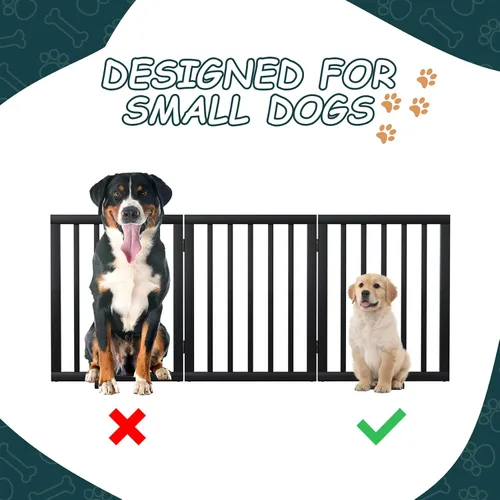 Vista 7 de Semiocthome Puertas de bambú independientes para perros para entradas de puertas, puertas de 3 paneles de interior para cachorros para la casa con 2
