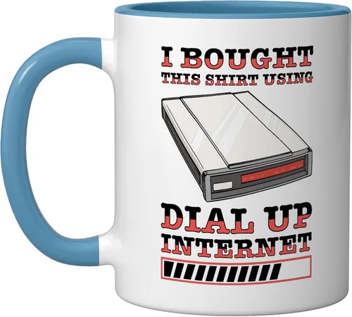 Vista 6 de 90s Nostalgia Retro 90s Dial Up Internet Vintage Ceramic Mug, Black/White