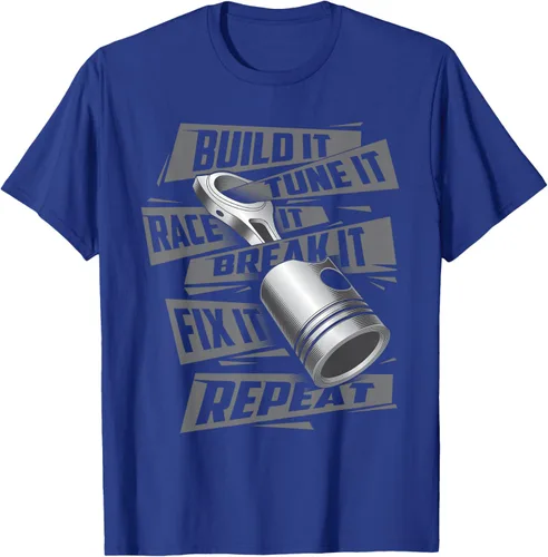 Vista 27 de Build It Tune It Race It Break It - Camiseta para entusiastas de los coches de carreras, talla S Negro