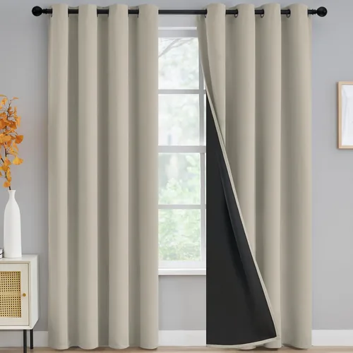 Vista 89 de Yakamok Cortinas negras, cortinas de ventana con aislamiento térmico y eficiencia energética para dormitorio, cortinas opacas completas y cortinas