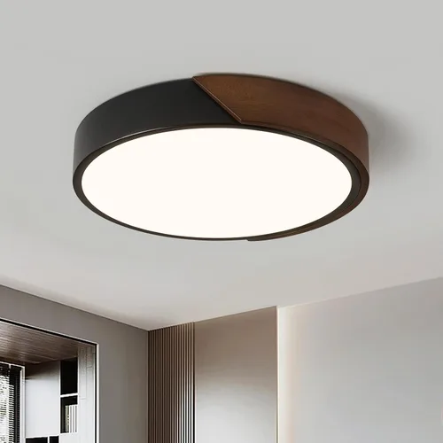 Vista 12 de Lámpara de techo LED moderna, lámpara de techo minimalista de madera empotrada, 4000 K no regulable, lámpara de iluminación circular con pantalla