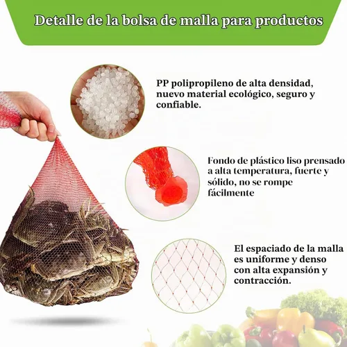Vista 3 de Sukh 90 bolsas de malla para productos - Bolsas de red de almacenamiento de Rojo