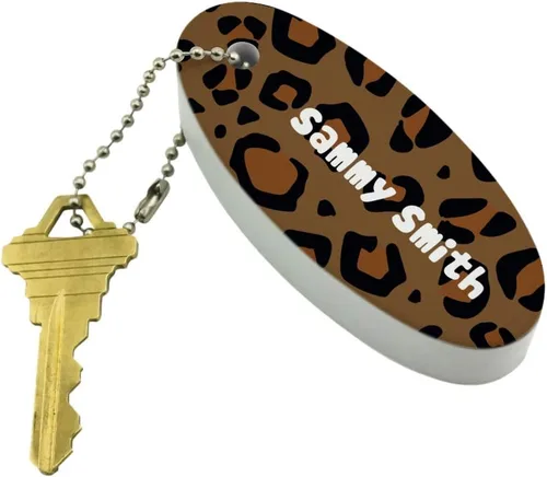 Vista 2 de GRAPHICS & MORE Llavero flotante con estampado animal de leopardo personalizado de 1 línea de espuma ovalada para barco de pesca, Multi