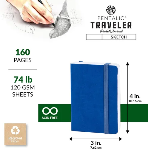 Vista 3 de Cuaderno de bocetos Travelers Dot Grid Pentalic Art, libre de ácidos