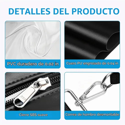 Vista 5 de Paxiland Clear Bag for Stadium Events, 8.7"x7"x3"PU Leather Clear Purse
