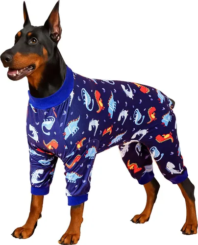 Vista 16 de Lovinpet Ropa para perros Pitbull – Lucky Stars - Ropa acogedora para perro, ajuste delgado, mameluco de Pitbull, pijama ligero sin botones, pijamas